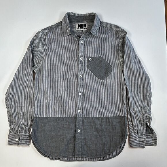 WON Other - WON Wolf Originals Gray White Striped Cotton Button Up Shirt Pocket Mens M